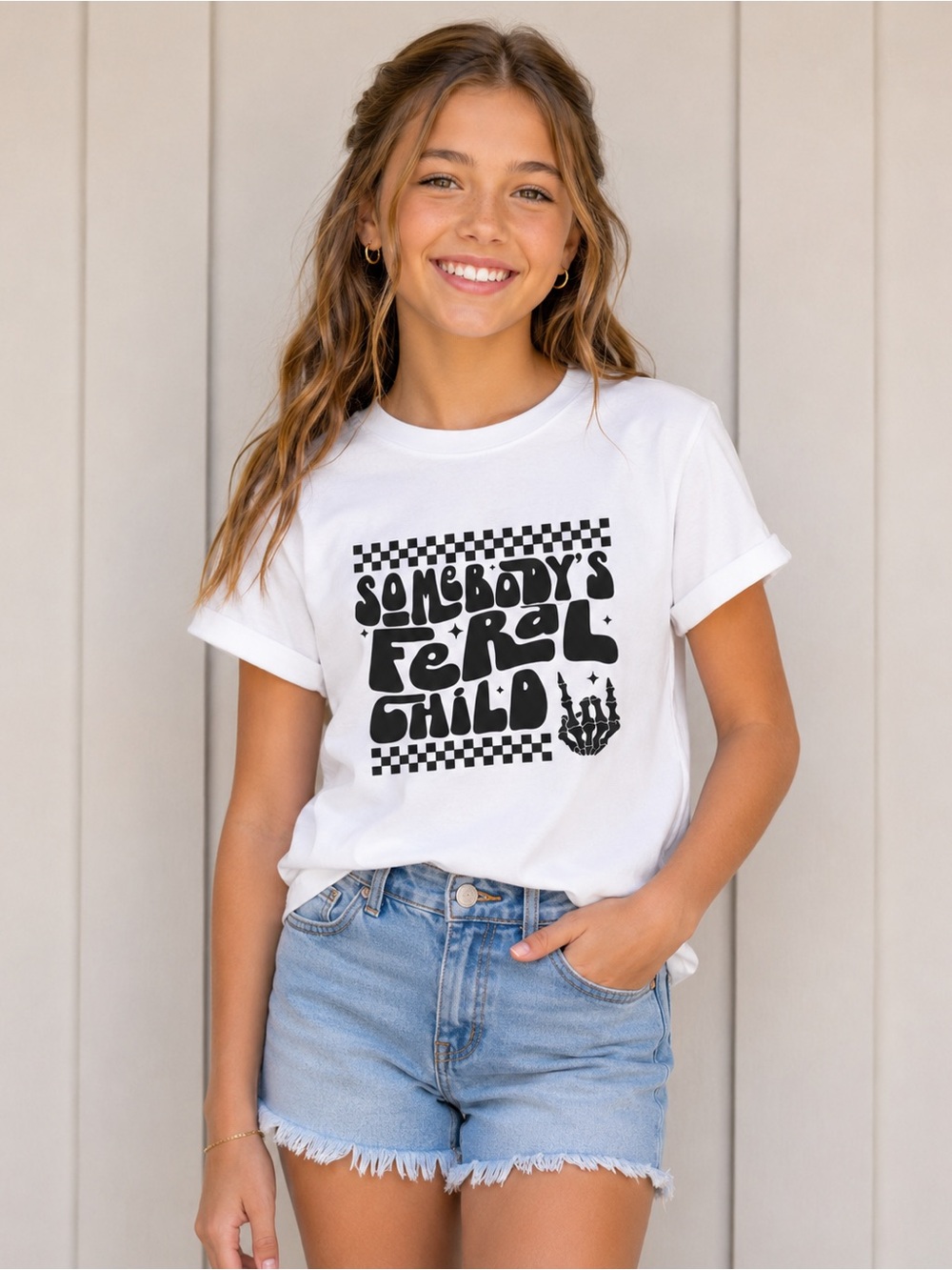 Somebody's Feral Child White Graphic Tee